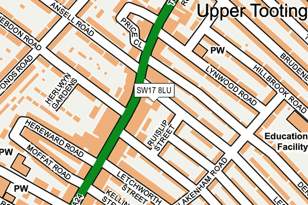 SW17 8LU map - OS OpenMap – Local (Ordnance Survey)