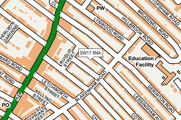 SW17 8NA map - OS OpenMap – Local (Ordnance Survey)