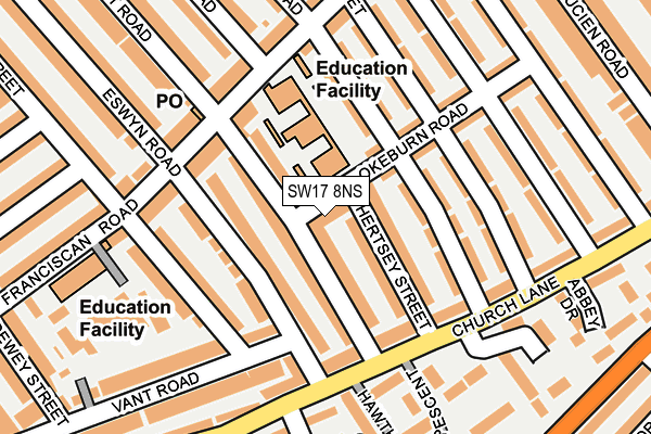 SW17 8NS map - OS OpenMap – Local (Ordnance Survey)