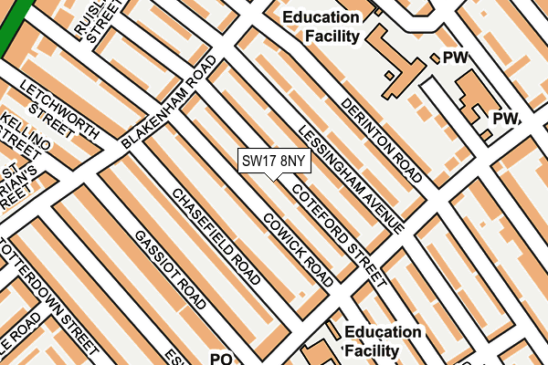 SW17 8NY map - OS OpenMap – Local (Ordnance Survey)