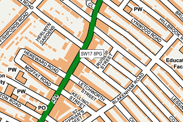 SW17 8PG map - OS OpenMap – Local (Ordnance Survey)