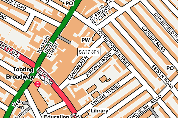 SW17 8PN map - OS OpenMap – Local (Ordnance Survey)