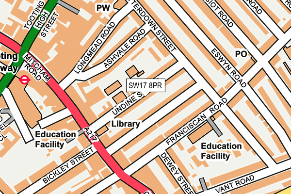 SW17 8PR map - OS OpenMap – Local (Ordnance Survey)