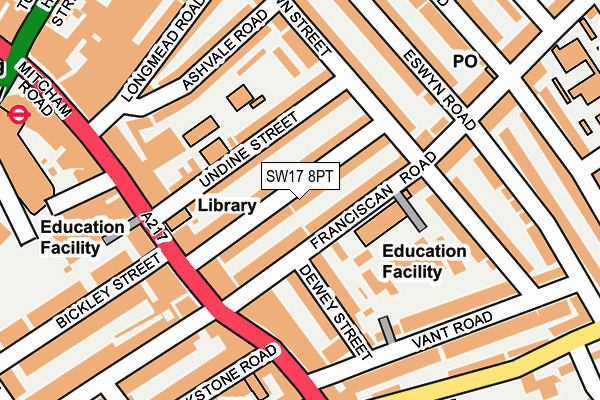 SW17 8PT map - OS OpenMap – Local (Ordnance Survey)