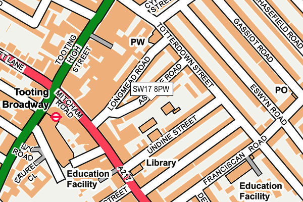 SW17 8PW map - OS OpenMap – Local (Ordnance Survey)