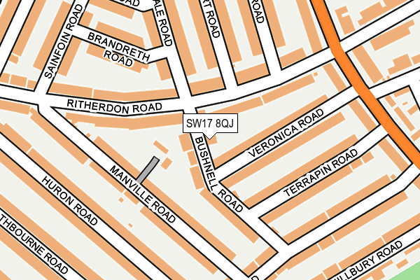 SW17 8QJ map - OS OpenMap – Local (Ordnance Survey)