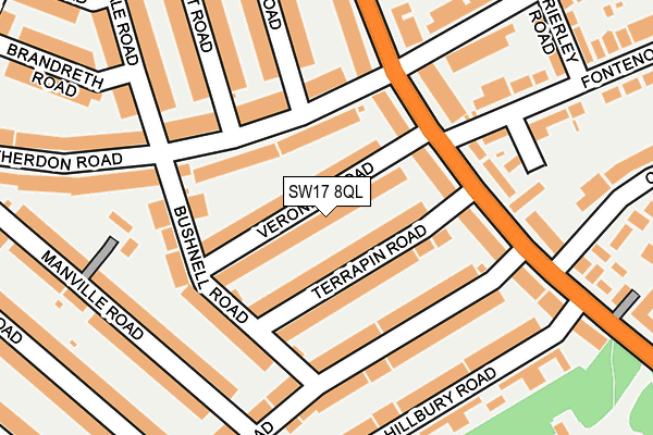 SW17 8QL map - OS OpenMap – Local (Ordnance Survey)