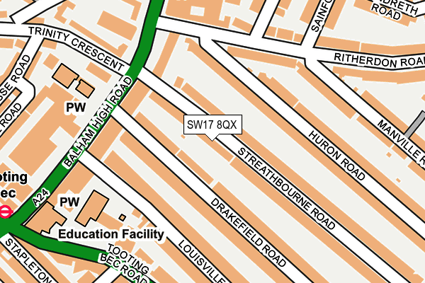 SW17 8QX map - OS OpenMap – Local (Ordnance Survey)