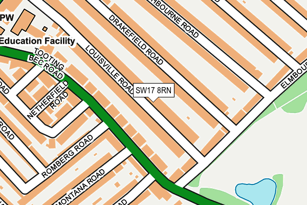 SW17 8RN map - OS OpenMap – Local (Ordnance Survey)