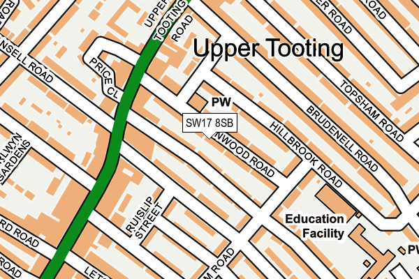 SW17 8SB map - OS OpenMap – Local (Ordnance Survey)