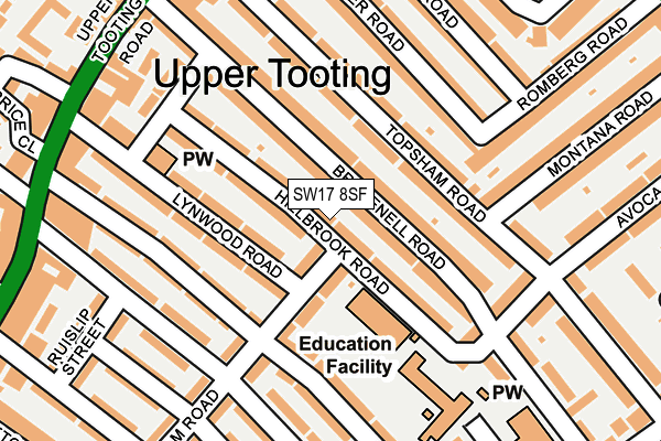 SW17 8SF map - OS OpenMap – Local (Ordnance Survey)