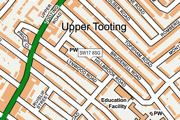 SW17 8SG map - OS OpenMap – Local (Ordnance Survey)