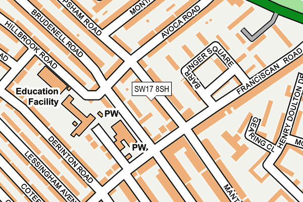SW17 8SH map - OS OpenMap – Local (Ordnance Survey)