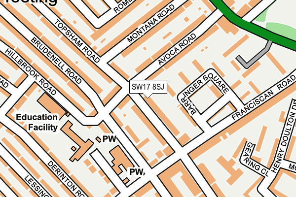 SW17 8SJ map - OS OpenMap – Local (Ordnance Survey)