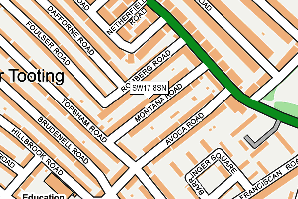 SW17 8SN map - OS OpenMap – Local (Ordnance Survey)