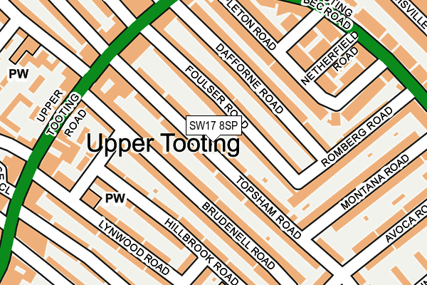 SW17 8SP map - OS OpenMap – Local (Ordnance Survey)