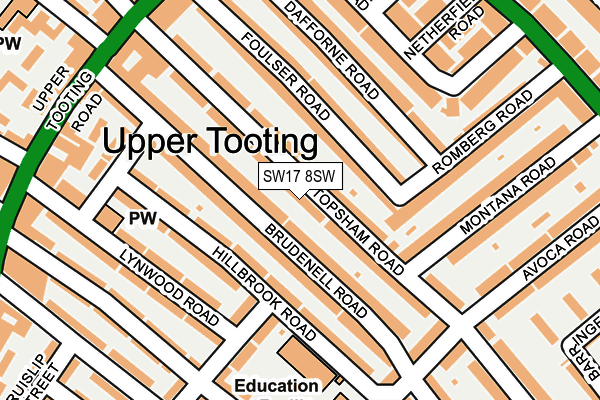 SW17 8SW map - OS OpenMap – Local (Ordnance Survey)