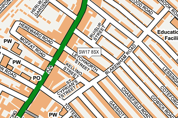 SW17 8SX map - OS OpenMap – Local (Ordnance Survey)