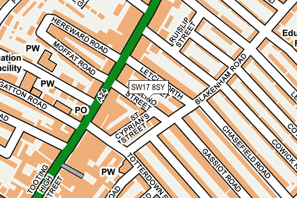 SW17 8SY map - OS OpenMap – Local (Ordnance Survey)