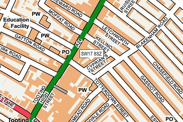 SW17 8SZ map - OS OpenMap – Local (Ordnance Survey)