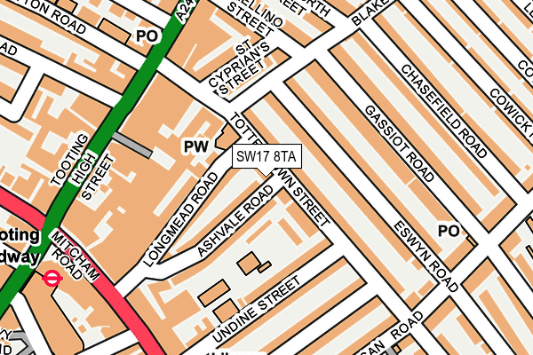 SW17 8TA map - OS OpenMap – Local (Ordnance Survey)