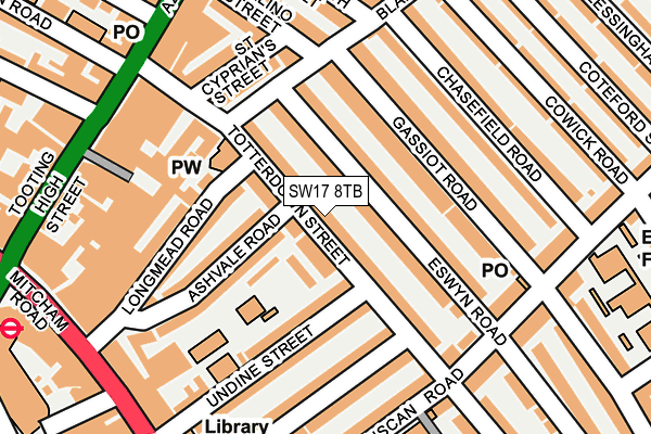 SW17 8TB map - OS OpenMap – Local (Ordnance Survey)