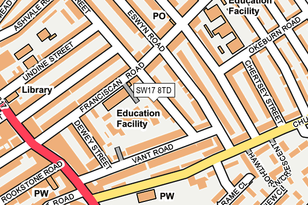 SW17 8TD map - OS OpenMap – Local (Ordnance Survey)