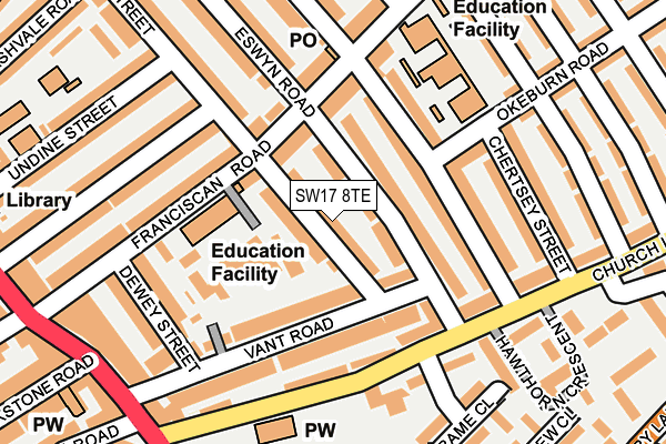 SW17 8TE map - OS OpenMap – Local (Ordnance Survey)