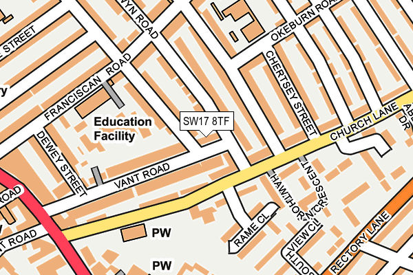 SW17 8TF map - OS OpenMap – Local (Ordnance Survey)