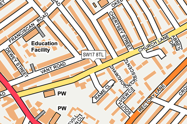 SW17 8TL map - OS OpenMap – Local (Ordnance Survey)