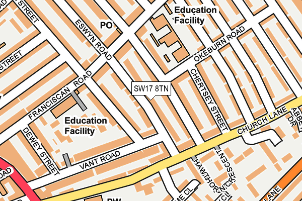 SW17 8TN map - OS OpenMap – Local (Ordnance Survey)