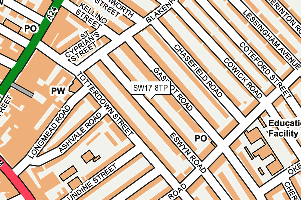 SW17 8TP map - OS OpenMap – Local (Ordnance Survey)