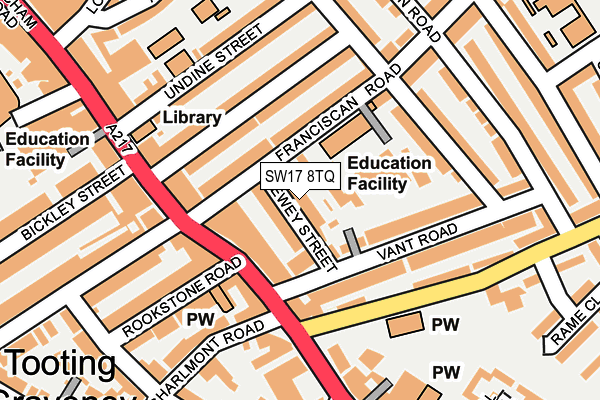 SW17 8TQ map - OS OpenMap – Local (Ordnance Survey)