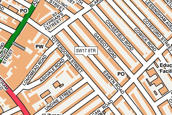 SW17 8TR map - OS OpenMap – Local (Ordnance Survey)