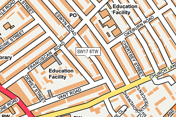 SW17 8TW map - OS OpenMap – Local (Ordnance Survey)