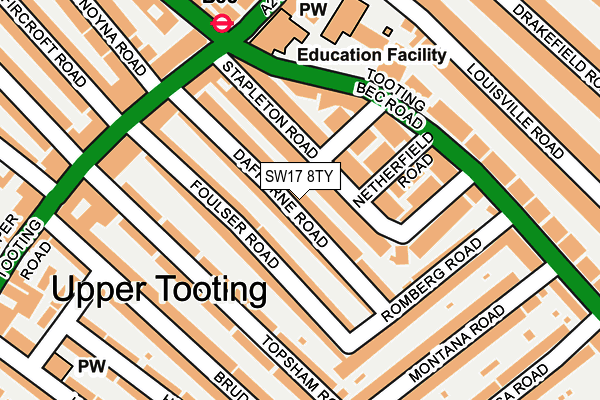 SW17 8TY map - OS OpenMap – Local (Ordnance Survey)