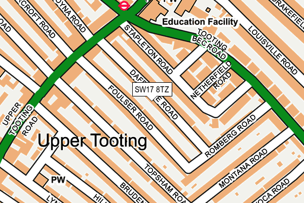 SW17 8TZ map - OS OpenMap – Local (Ordnance Survey)