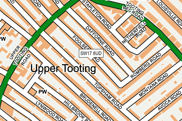 SW17 8UD map - OS OpenMap – Local (Ordnance Survey)