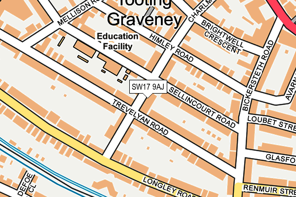 SW17 9AJ map - OS OpenMap – Local (Ordnance Survey)