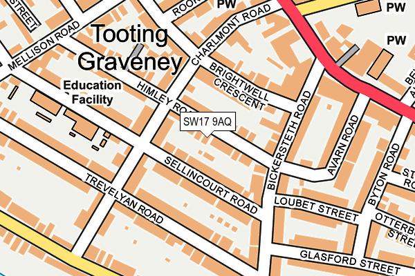 SW17 9AQ map - OS OpenMap – Local (Ordnance Survey)