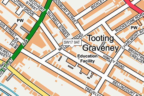 SW17 9AT map - OS OpenMap – Local (Ordnance Survey)