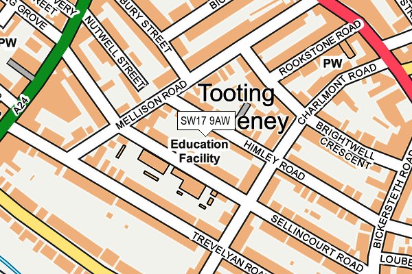 SW17 9AW map - OS OpenMap – Local (Ordnance Survey)