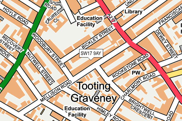 SW17 9AY map - OS OpenMap – Local (Ordnance Survey)