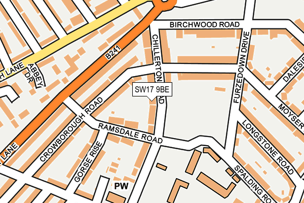 SW17 9BE map - OS OpenMap – Local (Ordnance Survey)