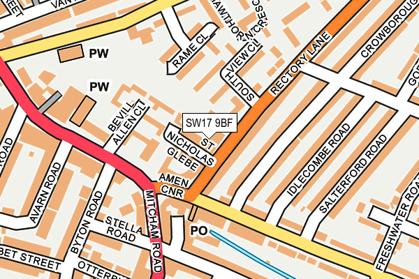SW17 9BF map - OS OpenMap – Local (Ordnance Survey)