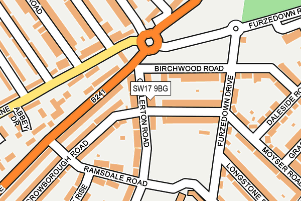 SW17 9BG map - OS OpenMap – Local (Ordnance Survey)