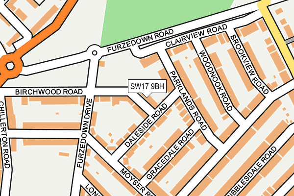 SW17 9BH map - OS OpenMap – Local (Ordnance Survey)