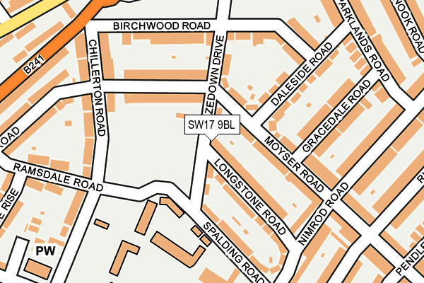 SW17 9BL map - OS OpenMap – Local (Ordnance Survey)
