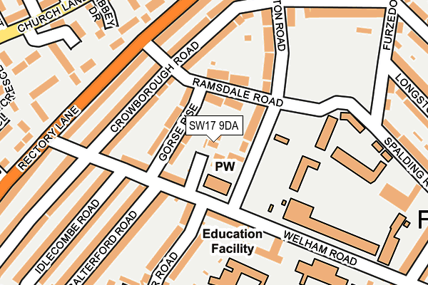 SW17 9DA map - OS OpenMap – Local (Ordnance Survey)