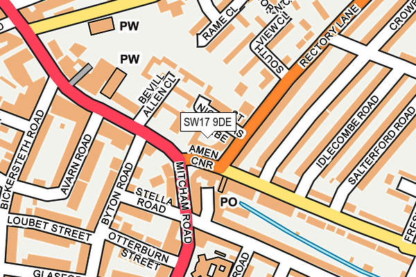 SW17 9DE map - OS OpenMap – Local (Ordnance Survey)